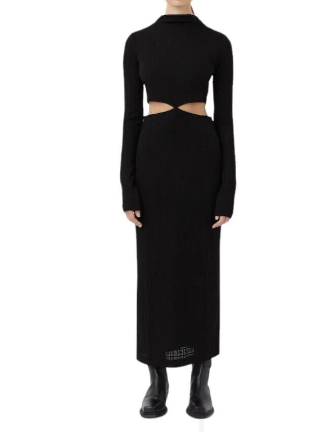 CAMILLA & MARC Nemesia Dress | Black, Side Cut Outs, Long Sleeve, Maxi/Midi, LBD