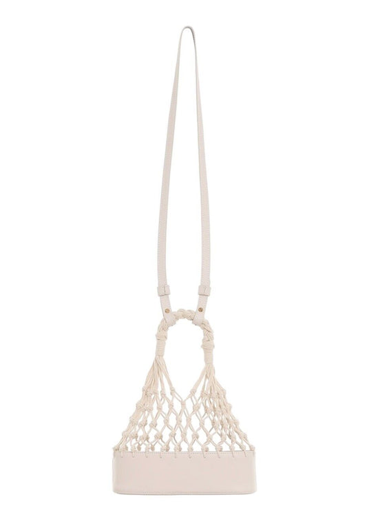 Zimmermann Mini Fisherman's Tote Bag |Handbag, Cream/Milk, Leather, Macrame Rope