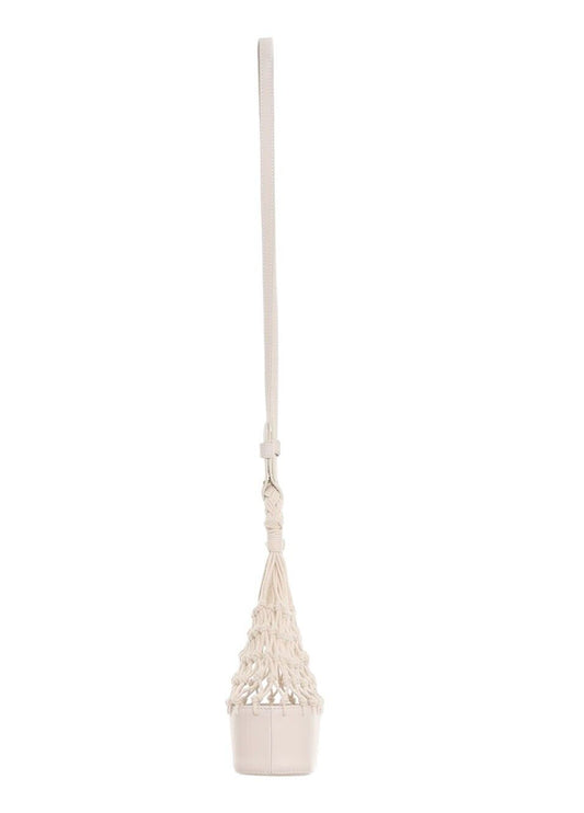 Zimmermann Mini Fisherman's Tote Bag |Handbag, Cream/Milk, Leather, Macrame Rope