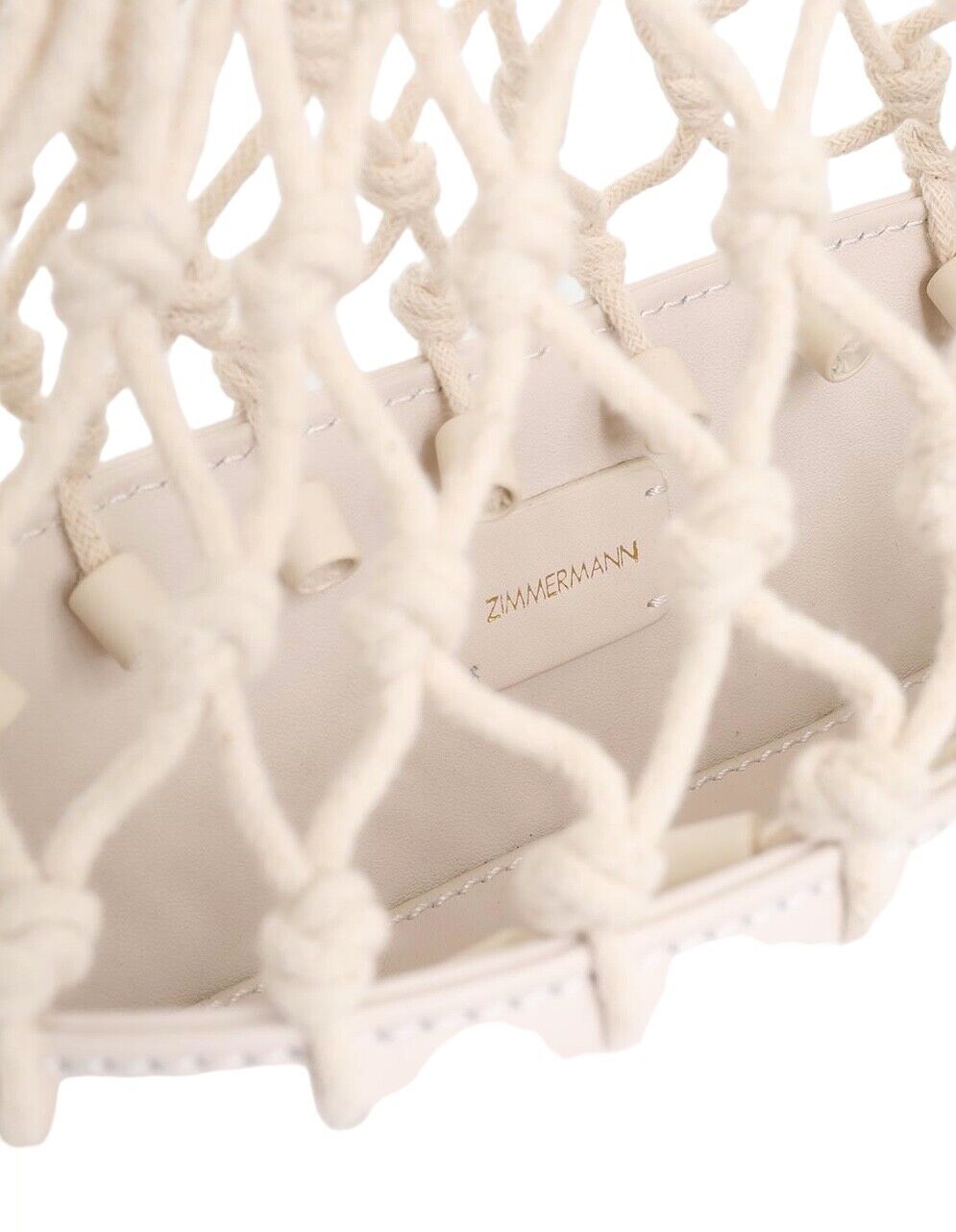 Zimmermann Mini Fisherman's Tote Bag |Handbag, Cream/Milk, Leather, Macrame Rope