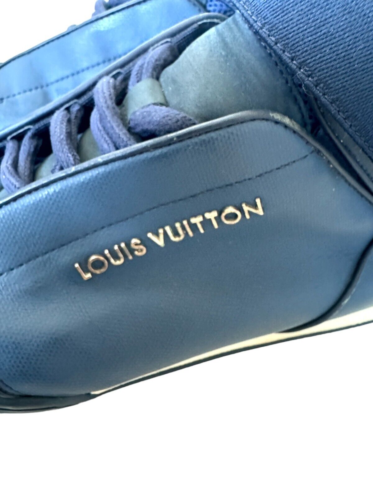 Louis Vuitton Mens trainers, Sneakers | Navy Leather, Size 7.5, Unisex, Valcro