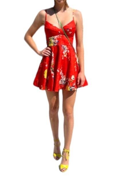 Zimmermann Alight Flare Mini Dress, Red Floral, Size 3 Zimmermann Alight Flare Mini Dress, Red Floral, Size 3