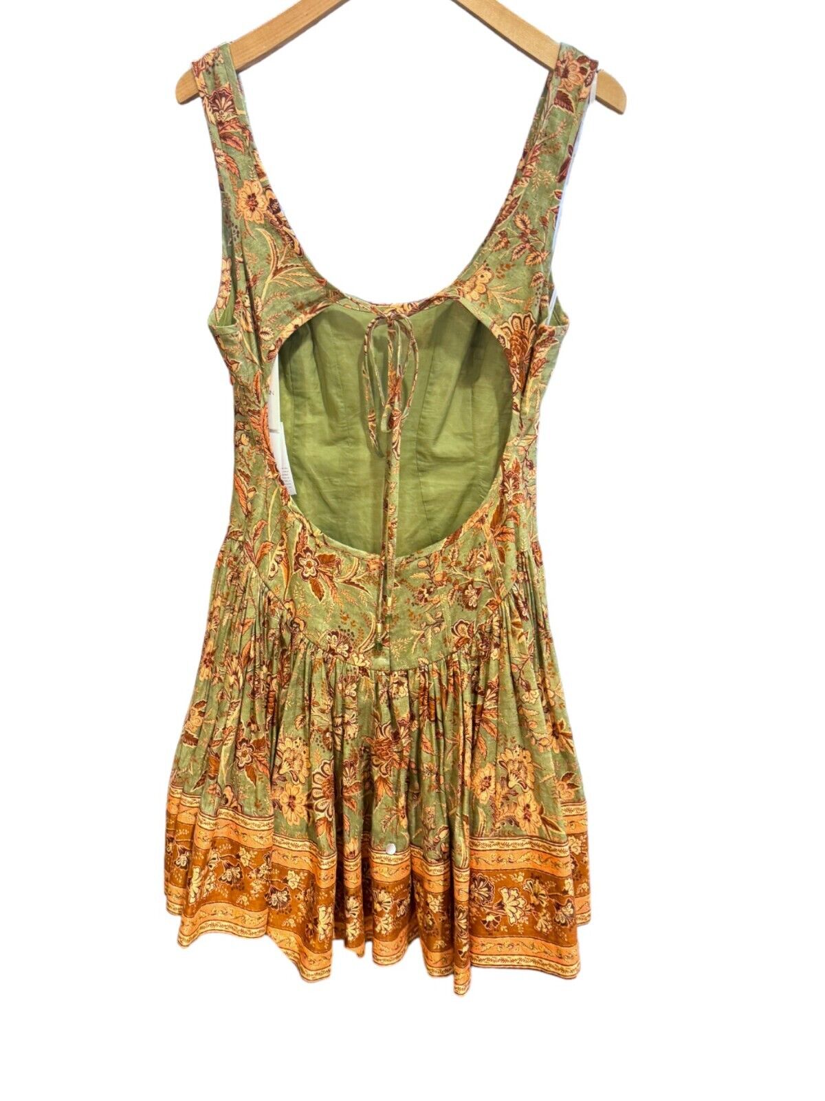 Zimmermann Junie Panelled Mini Dress |Khaki/Brown Floral, Open Back, Fit & Flare