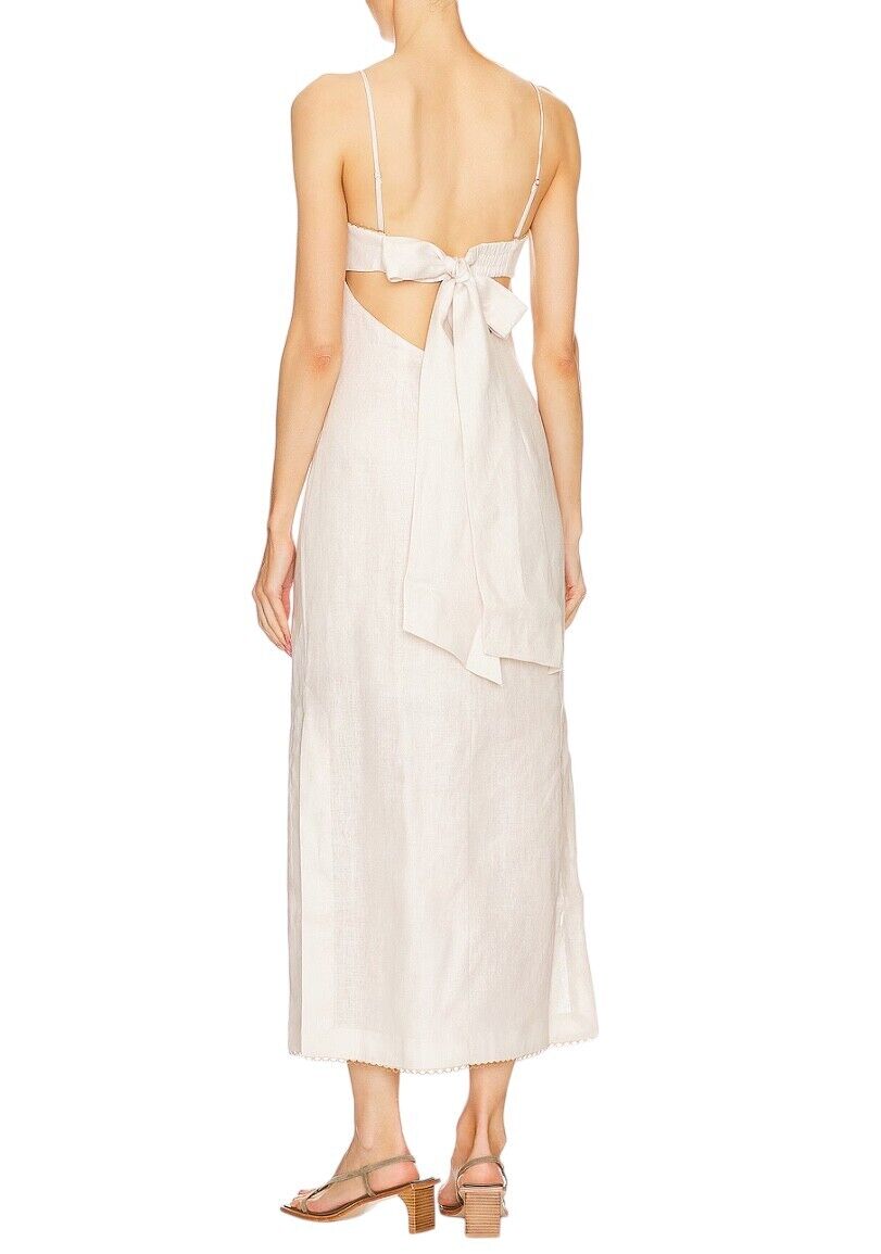 Zimmermann Lexi Column Dress | Ivory Palm, Off-White, Linen, Floral