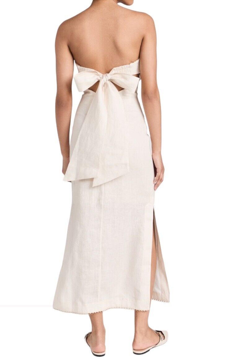 Zimmermann Lexi Column Dress | Ivory Palm, Off-White, Linen, Floral