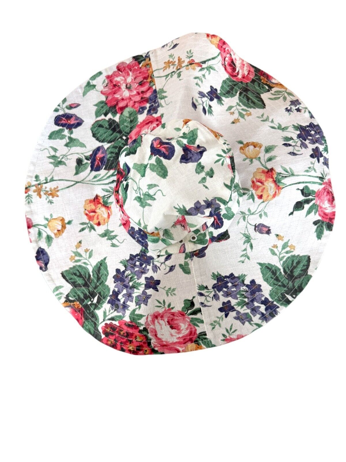 Zimmermann Wide Brim Hat | White Floral, Linen/Cotton, Soft & Bendable