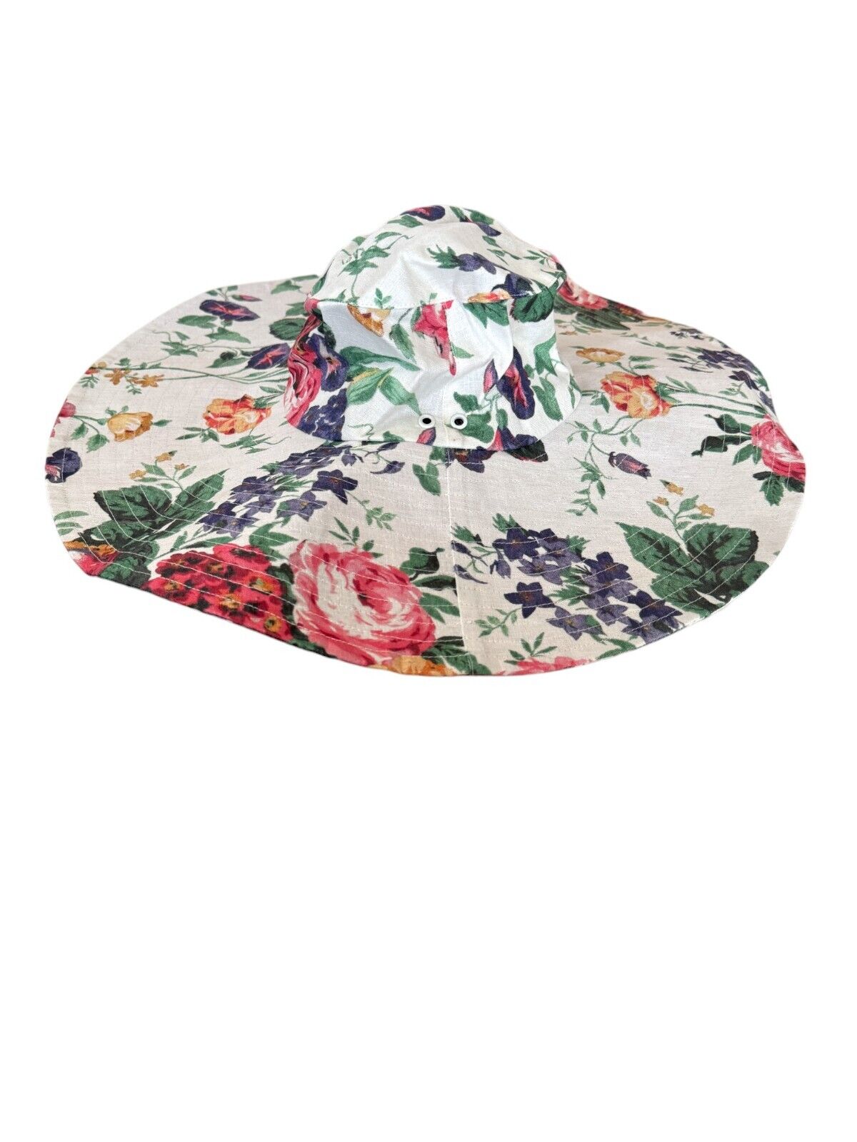 Zimmermann Wide Brim Hat | White Floral, Linen/Cotton, Soft & Bendable