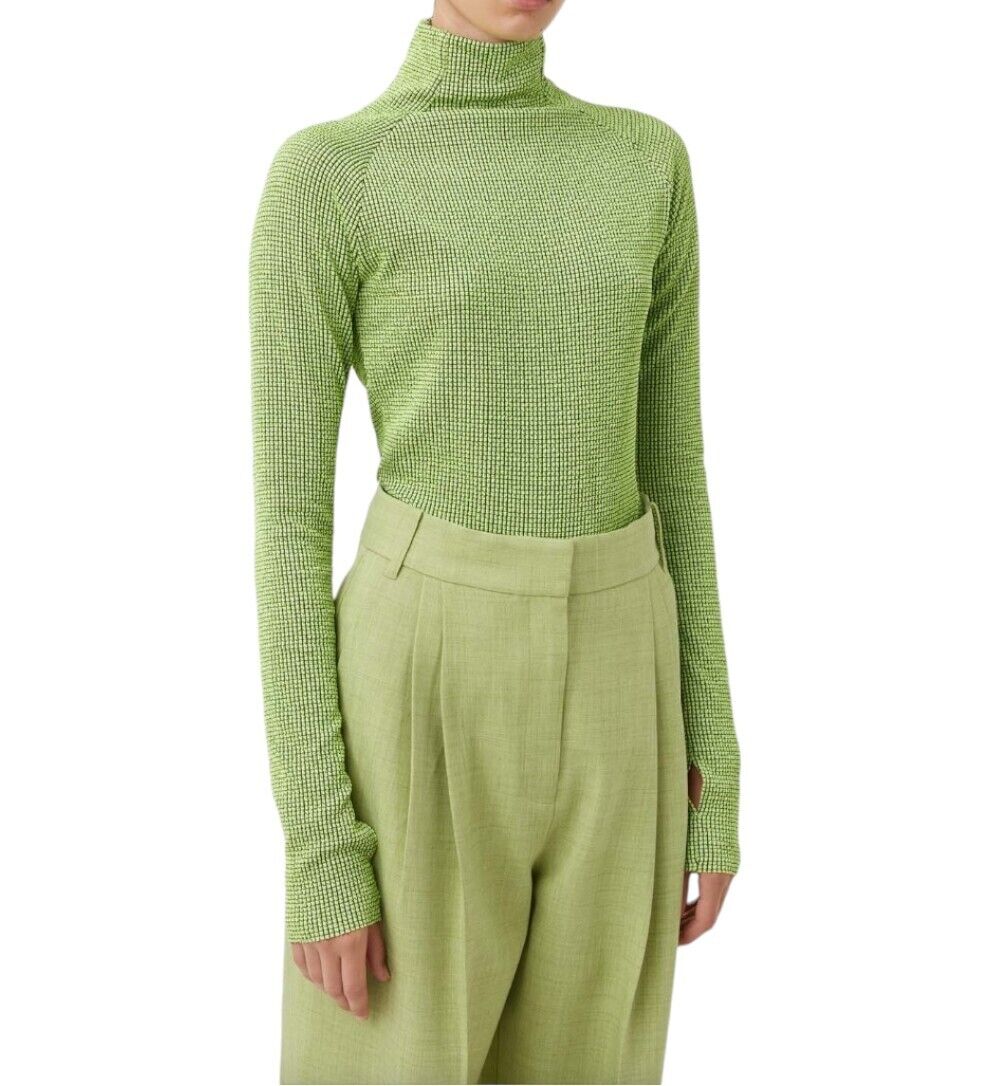 CAMILLA AND MARC Reed Long Sleeve Top | Fitted, Lime Green, High Neck