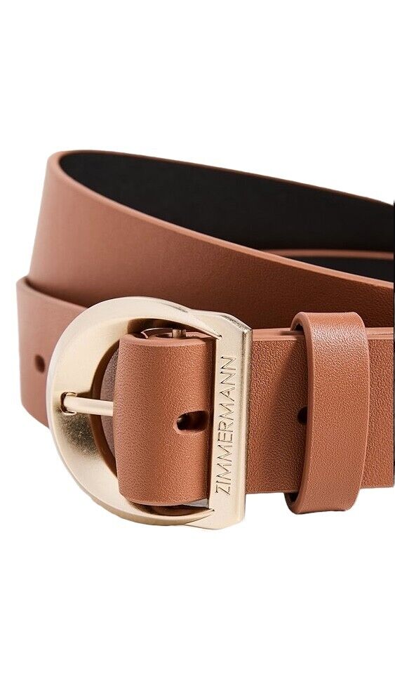 Zimmermann Crescent Buckle Jean Belt | Tan/Brown, Off-White, Leather, Gold