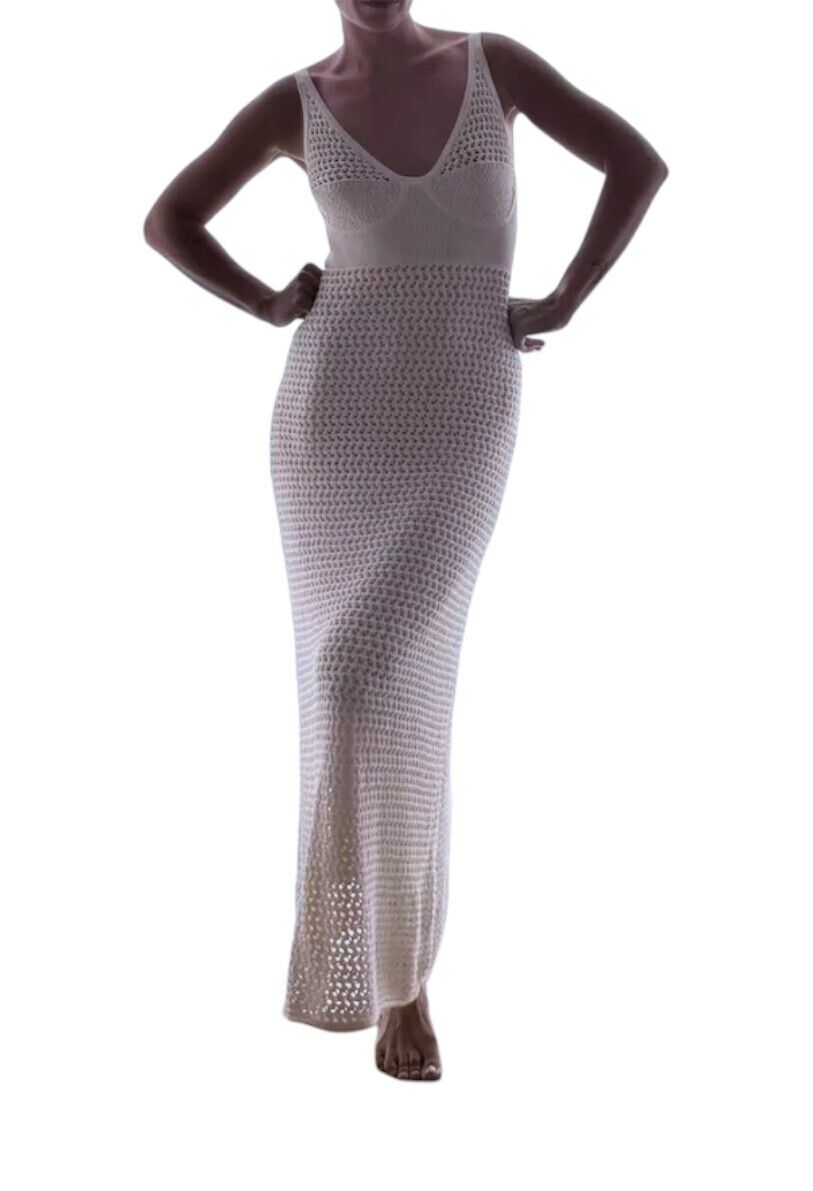 CAMILLA AND MARC Lapis Dress | Crocheted, Scoop Neck, White, Lined, Bust Detail