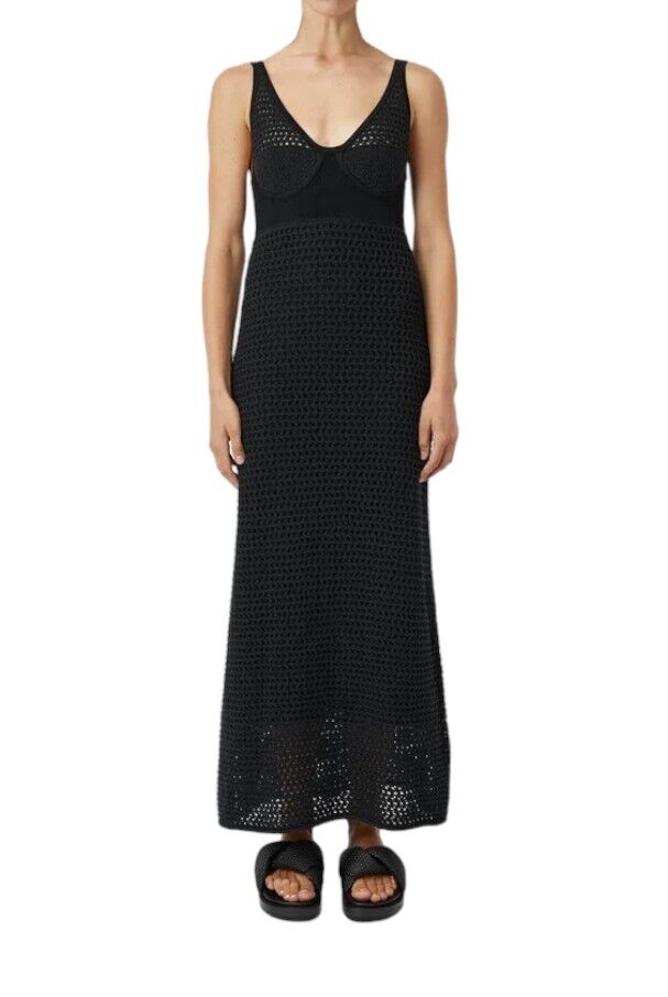 CAMILLA AND MARC Lapis Dress | Crocheted, Scoop Neck, Black, Lined, Bust Detail