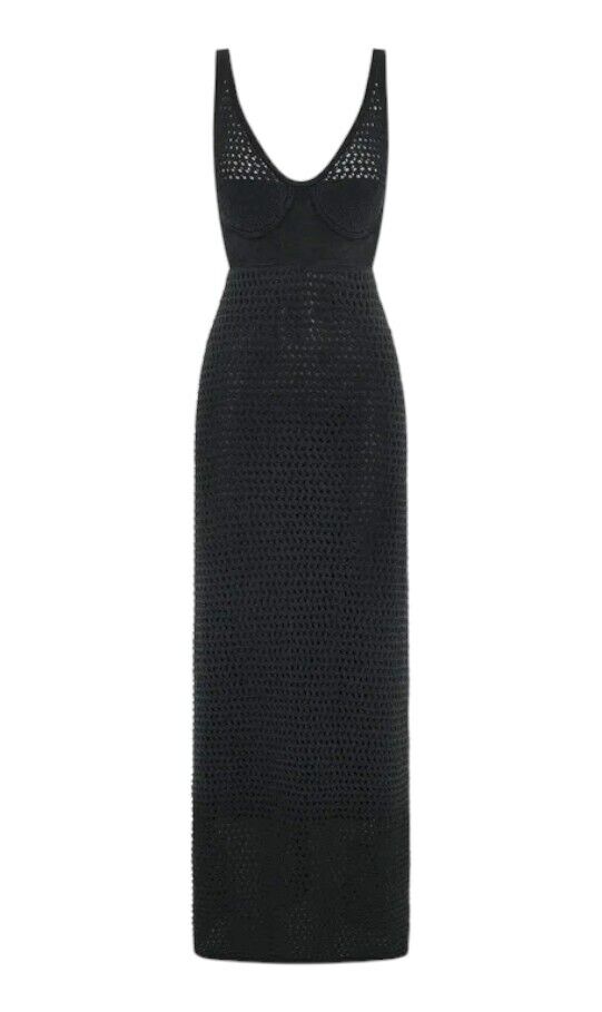 CAMILLA AND MARC Lapis Dress | Crocheted, Scoop Neck, Black, Lined, Bust Detail