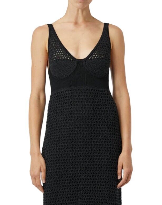 CAMILLA AND MARC Lapis Dress | Crocheted, Scoop Neck, Black, Lined, Bust Detail