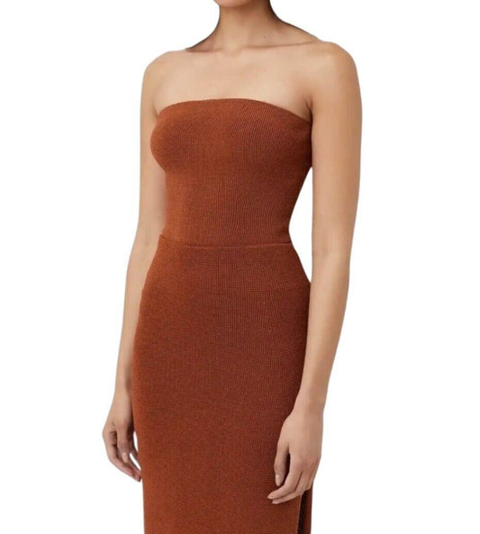 Camilla and Marc Corbin Knit Bodysuit | Brown, Knitted, strapless, Tube Top