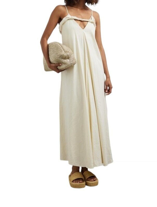 CAMILLA AND MARC Zora Maxi Dress |Cream/Off-White, Twist Detail, Backless, Linen