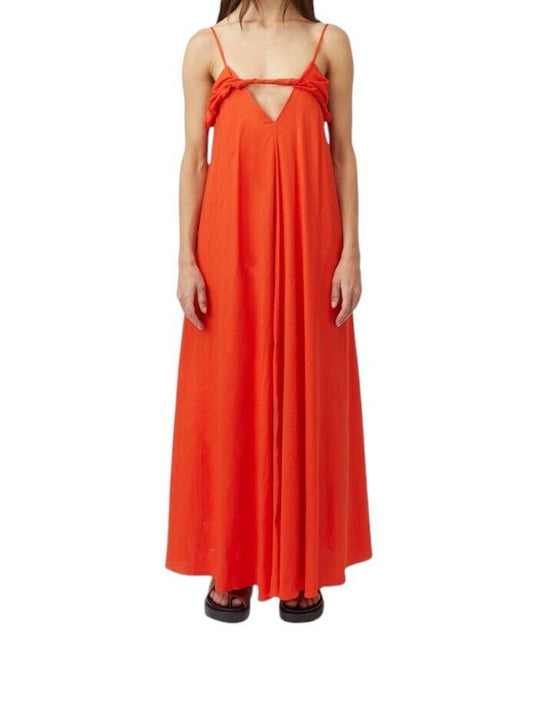 CAMILLA AND MARC Zora Maxi Dress | Watermelon/Red/Orange, Twist, Backless, Linen