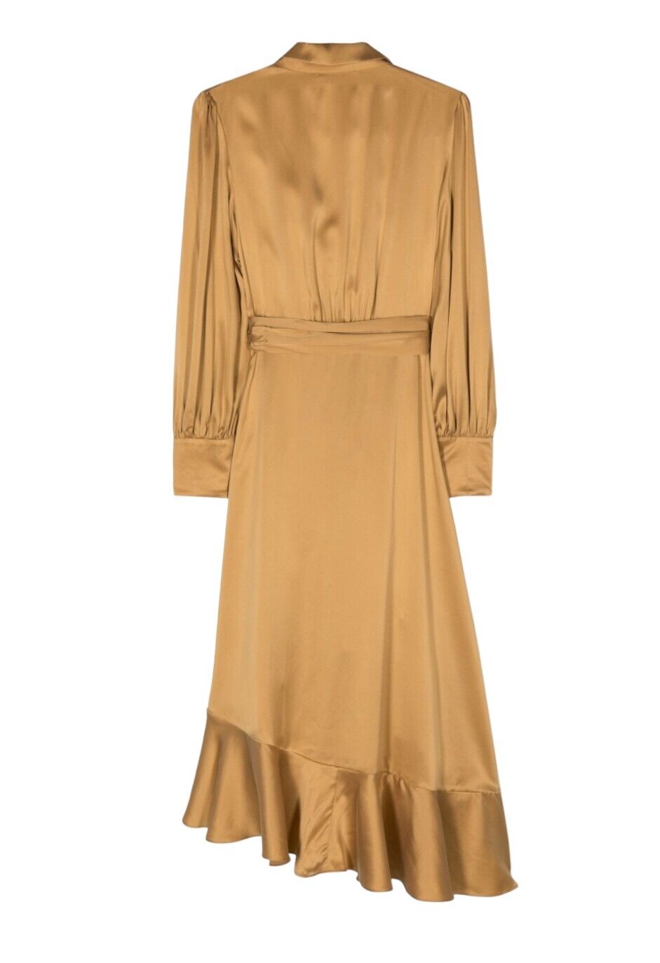 Zimmermann Silk Wrap Midi Dress |Honey/Gold, Sueded Silk Cocktail, Dolman Sleeve