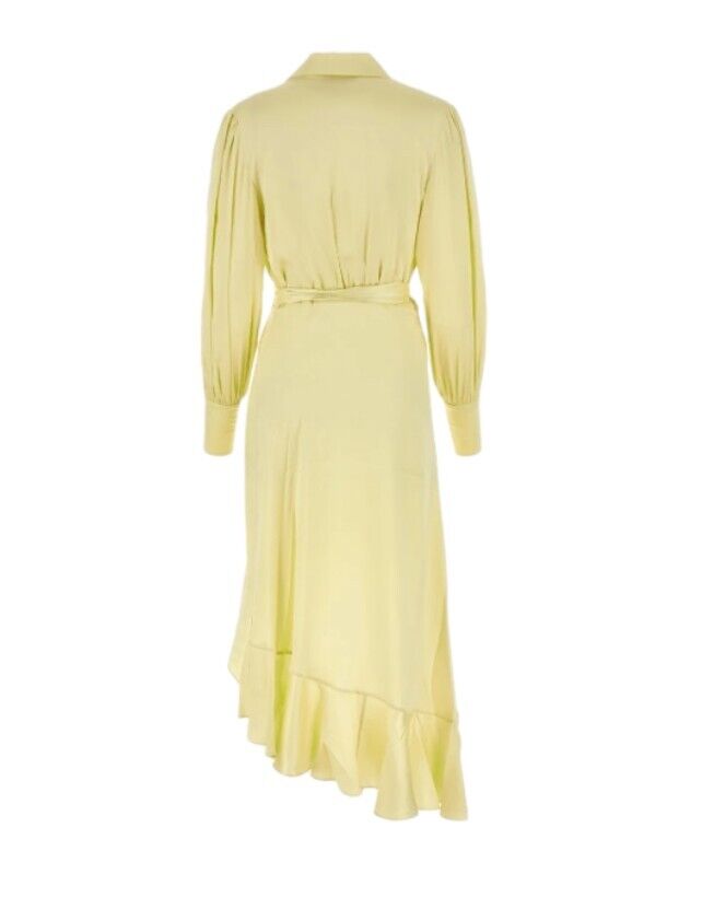 Zimmermann Silk Wrap Midi Dress |Butter/Pastel Yellow, Sueded Silk Cocktail