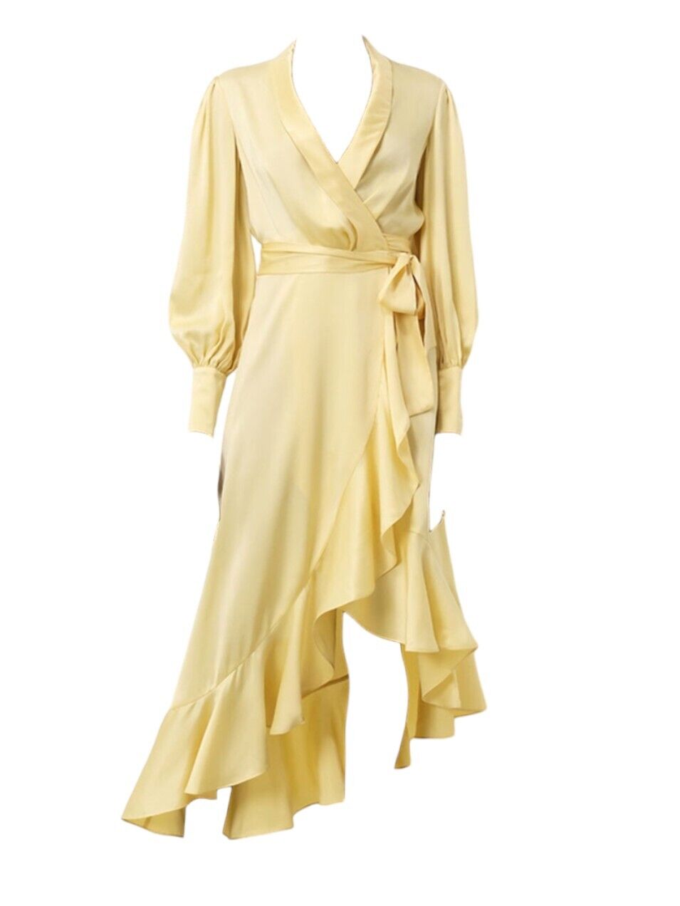 Zimmermann Silk Wrap Midi Dress |Butter/Pastel Yellow, Sueded Silk Cocktail