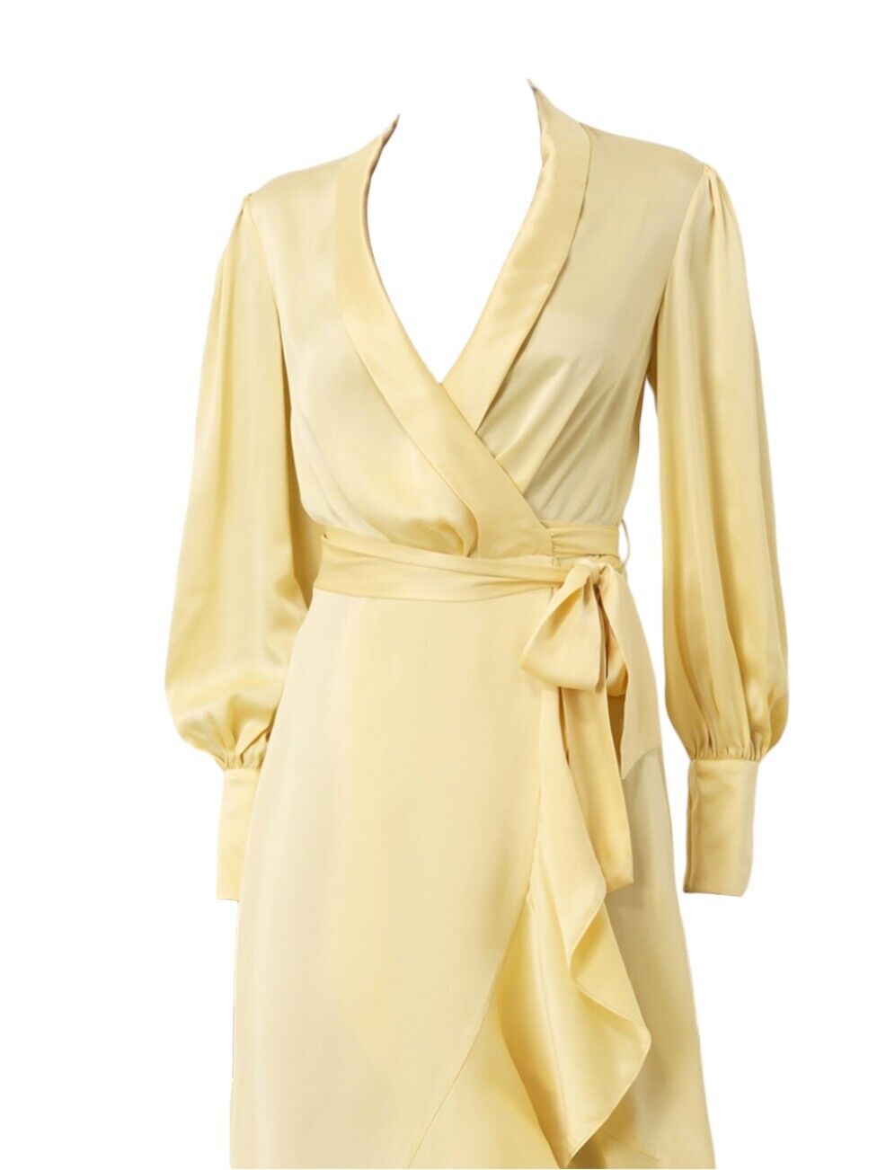 Zimmermann Silk Wrap Midi Dress |Butter/Pastel Yellow, Sueded Silk Cocktail