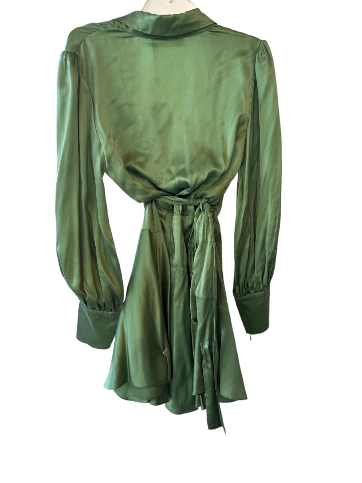 Zimmermann Silk Wrap Mini Dress | Matcha / Green, Silk, Cocktail, Dolman Sleeves