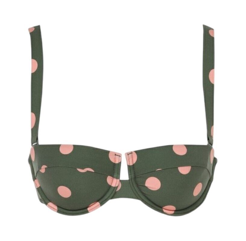 Zimmermann Separates Sculpt Balconette Bra Top | Khaki/Pink Polka Dot, Underwire