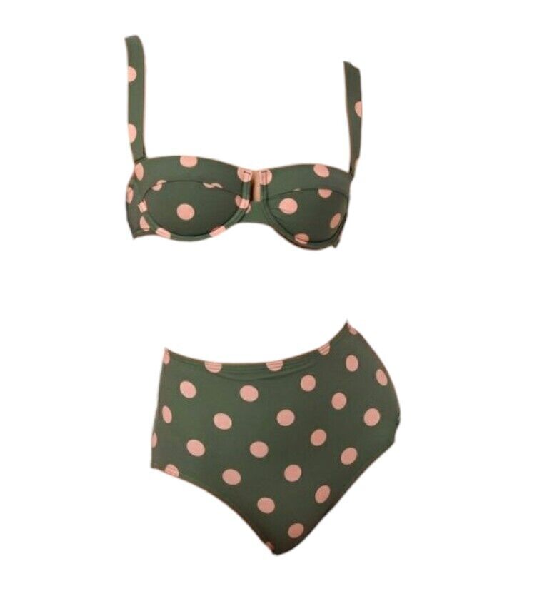 Zimmermann Separates Sculpt Balconette Bra Top | Khaki/Pink Polka Dot, Underwire