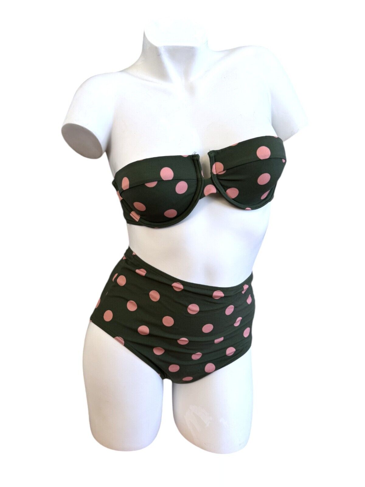 Zimmermann Separates Sculpt Balconette Bra Top | Khaki/Pink Polka Dot, Underwire