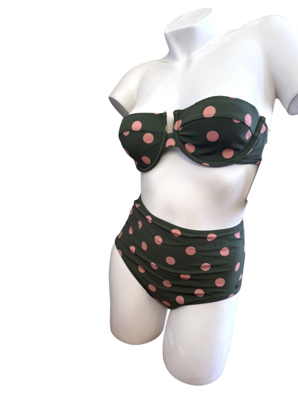 Zimmermann Separates Sculpt Balconette Bra Top | Khaki/Pink Polka Dot, Underwire