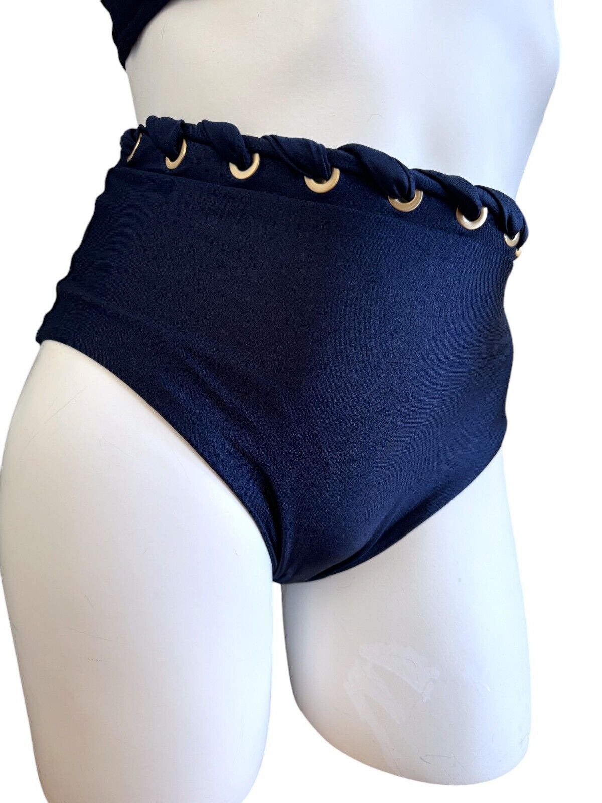 Zimmermann Alight Eyelet High Waist Pants | Bikini Bottoms, Navy Blue/Gold