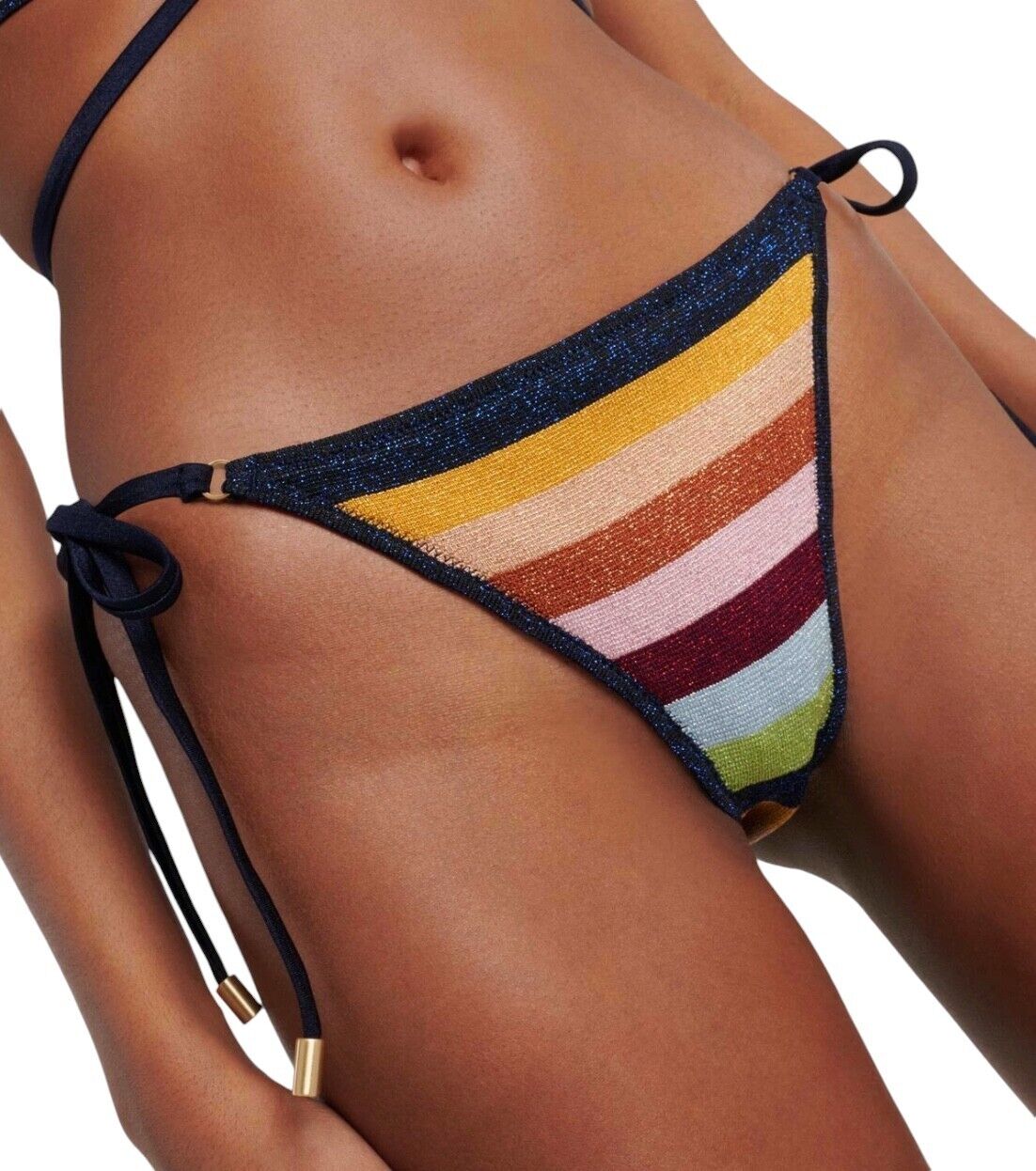 Zimmermann Alight Metallic Knit Bikini Set | Multi Colour Stripe, Wrap, Frills