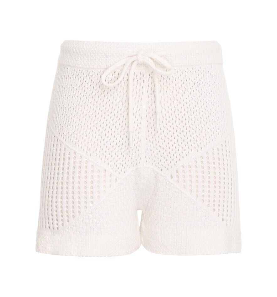 Zimmermann Raie Mesh Knit Short | White/Cream, Crochet, Drawstring, Knitted