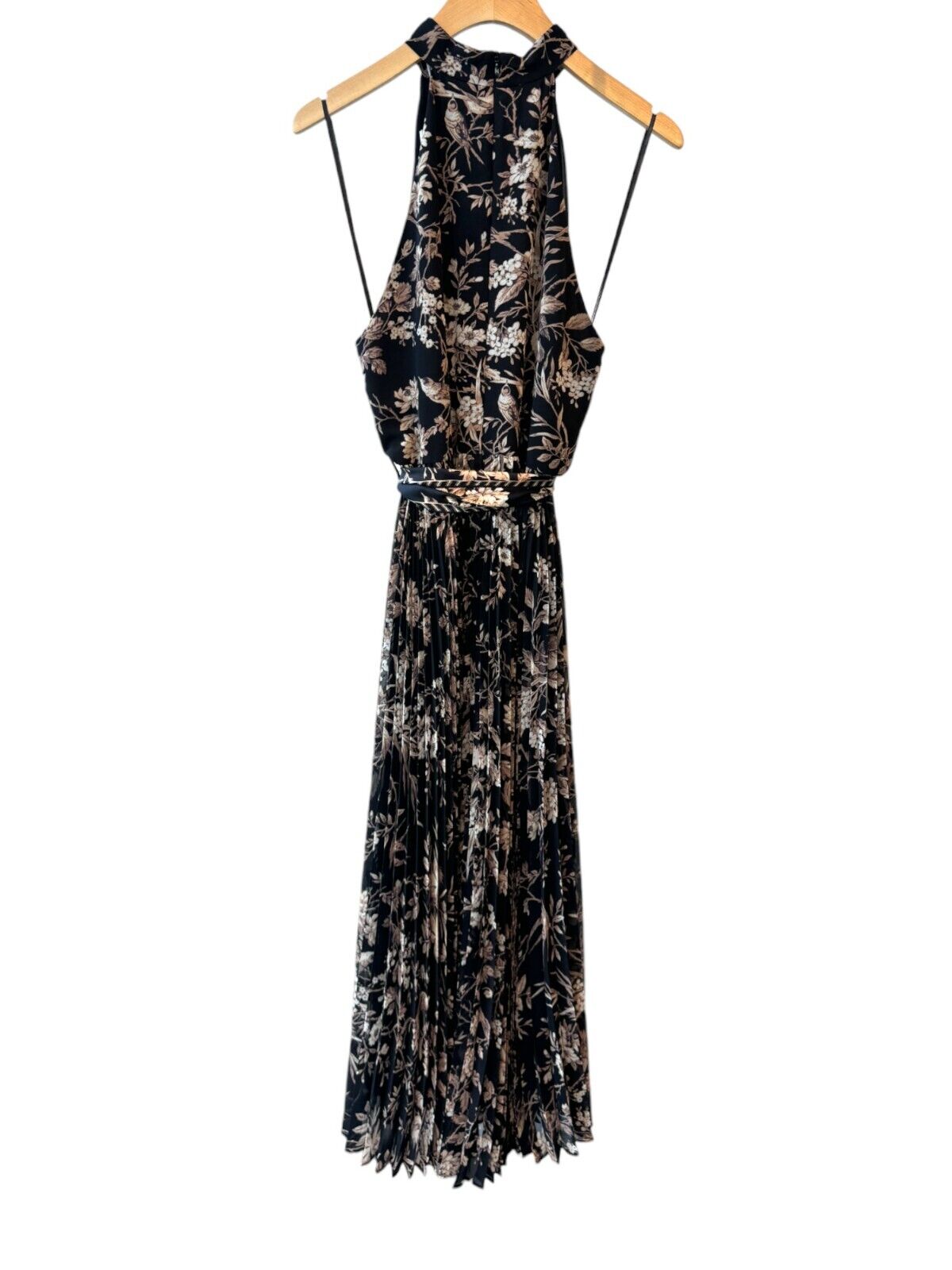 Zimmermann Sunray Picnic Dress | Black Mockingbird Floral, Silk Scarf Tie Belt