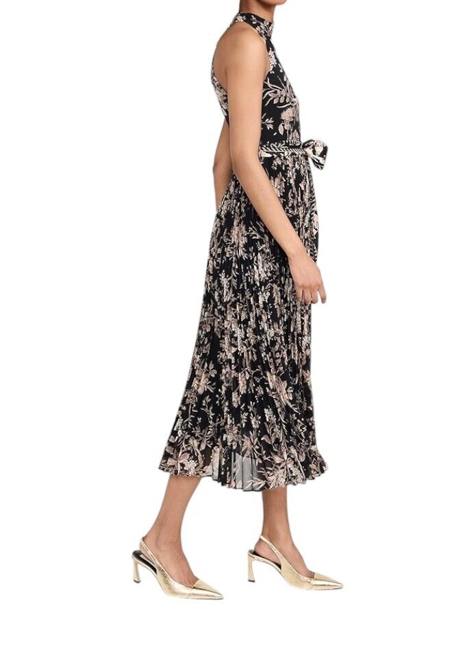 Zimmermann Sunray Picnic Dress | Black Mockingbird Floral, Silk Scarf Tie Belt