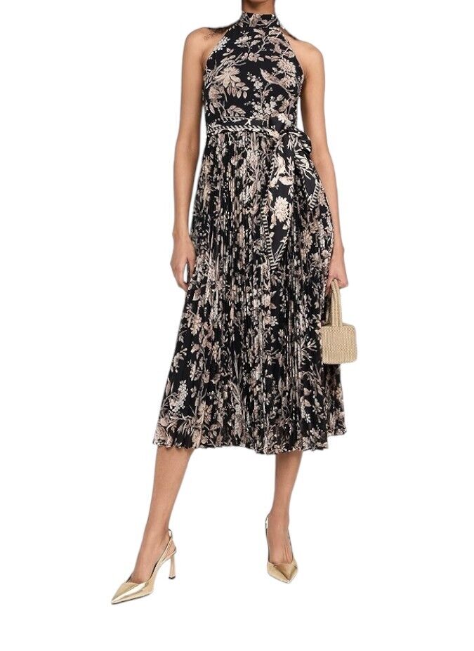 Zimmermann Sunray Picnic Dress | Black Mockingbird Floral, Silk Scarf Tie Belt