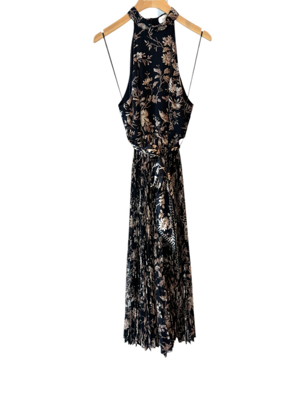 Zimmermann Sunray Picnic Dress | Black Mockingbird Floral, Silk Scarf Tie Belt