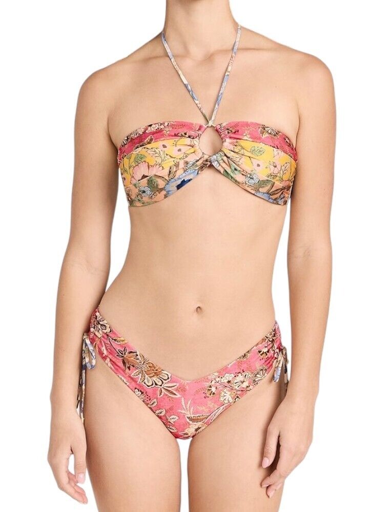 Zimmermann Junie Panelled Halter Bikini |Bandeau, Ruched, Padded, Floral, Halter