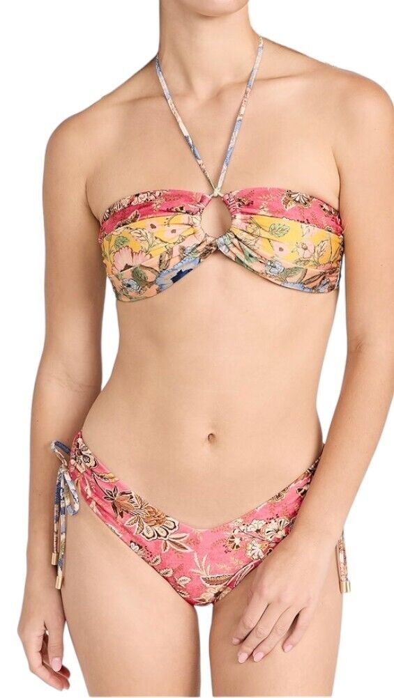 Zimmermann Junie Panelled Halter Bikini |Bandeau, Ruched, Padded, Floral, Halter