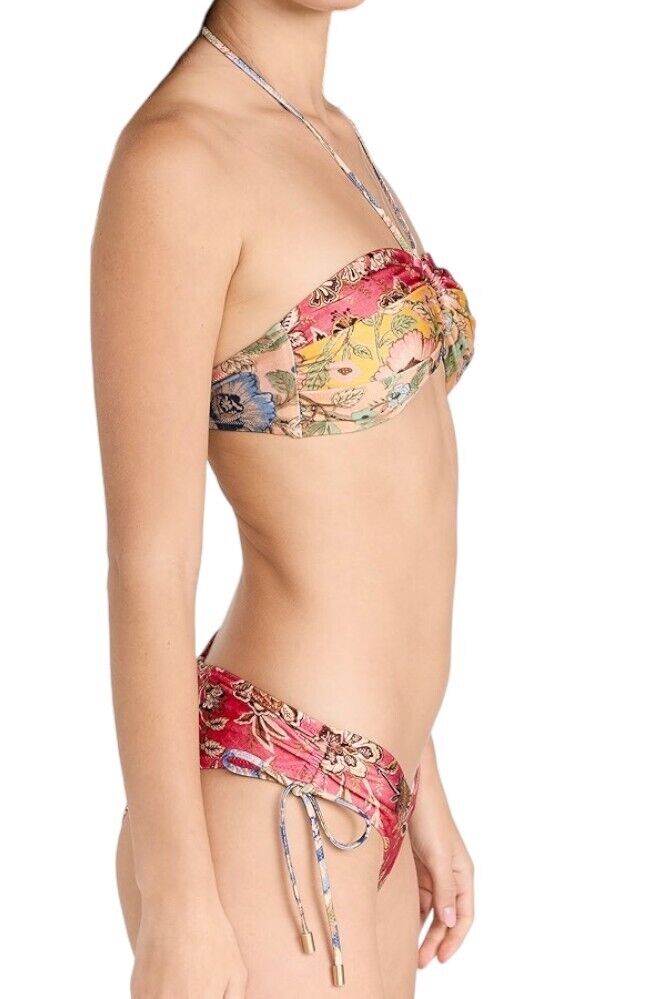 Zimmermann Junie Panelled Halter Bikini |Bandeau, Ruched, Padded, Floral, Halter