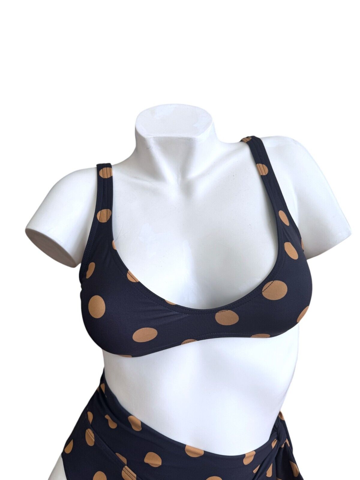 Zimmermann Separates Sculpt Scoop Bra | Navy/Beige Polka Dot, Soft Bikini Top