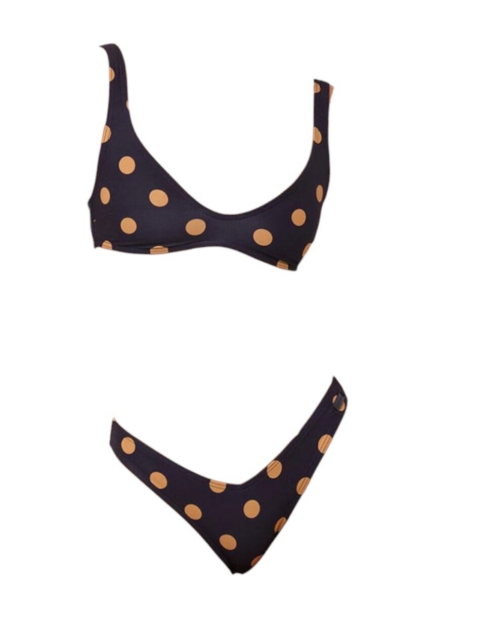 Zimmermann Separates Sculpt Scoop Bra | Navy/Beige Polka Dot, Soft Bikini Top