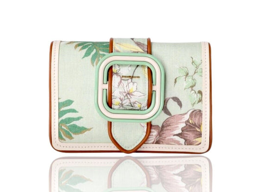 Zimmermann Printed Small Crossbody Bag | Mint Floral, Green, Linen, Remove Strap