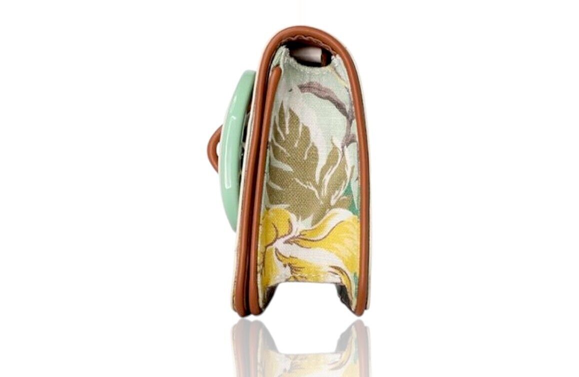 Zimmermann Printed Small Crossbody Bag | Mint Floral, Green, Linen, Remove Strap