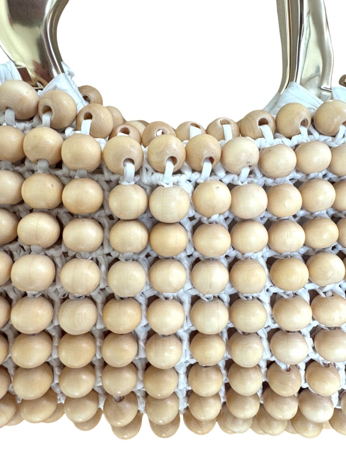 Aje Velerie Beaded Clutch/Crossbody Handbag | Beige/Gold, Beads, Chain Strap