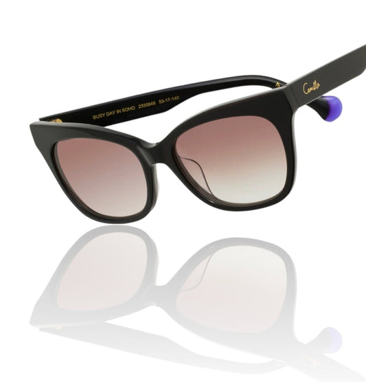 Camilla Busy Day in Soho Sunglasses | Black, Acetate, Cat Eye, Brown Gradient