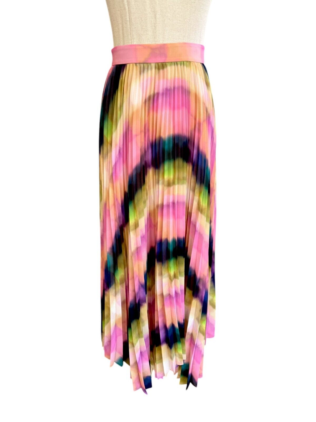 Veronika Maine Murano Check Chiffon Pleated Skirt | High Waist, Asymmetric,