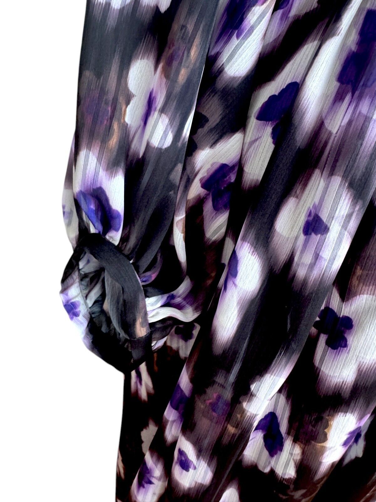 Veronika Maine Ultraviolet Print Midi Dress | Sz 10, Black/Purple/White, Belt