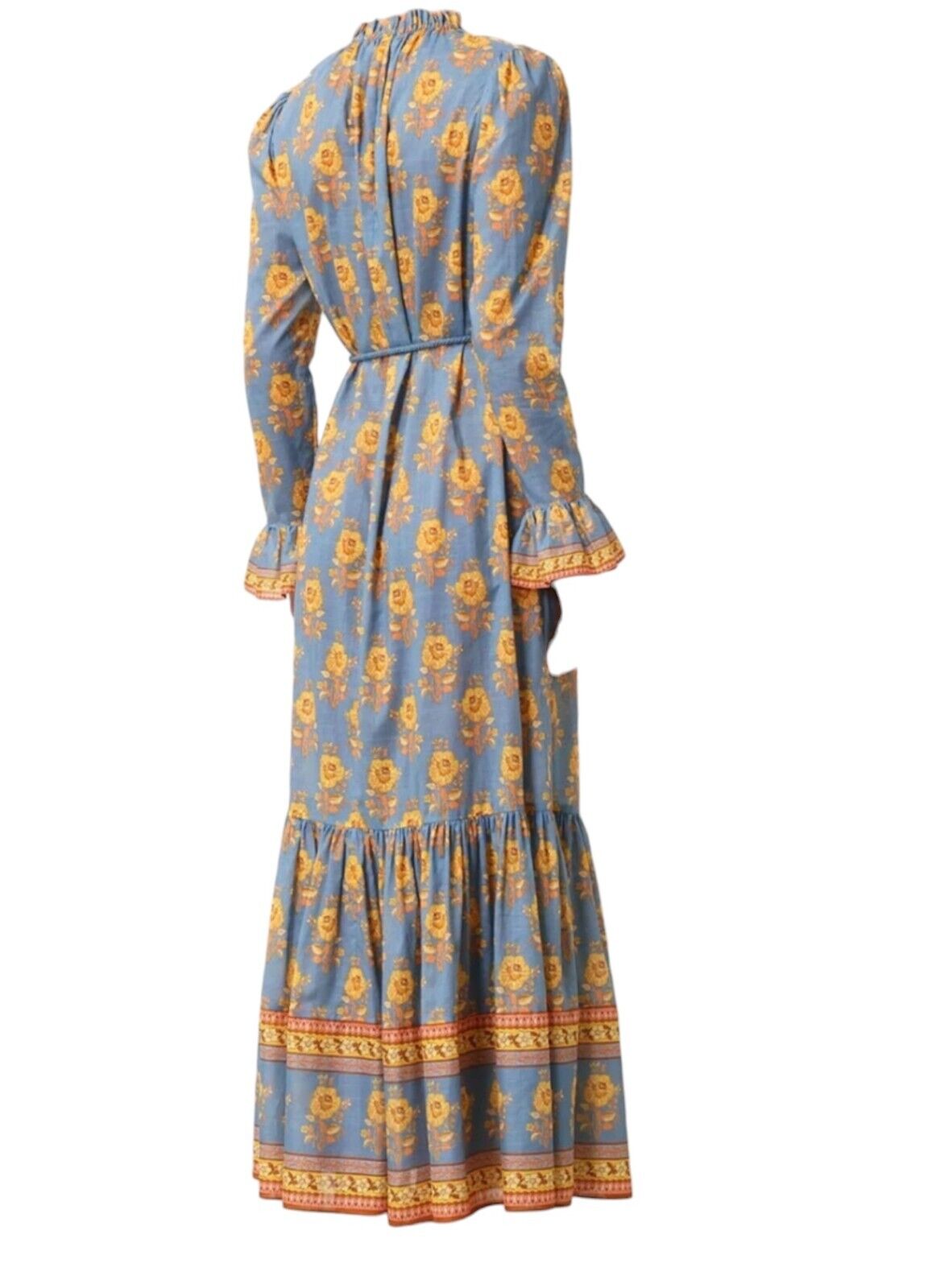 Zimmermann Junie Frill Midi/Maxi Dress | Blue Floral, Cotton, Belt, Long Sleeve