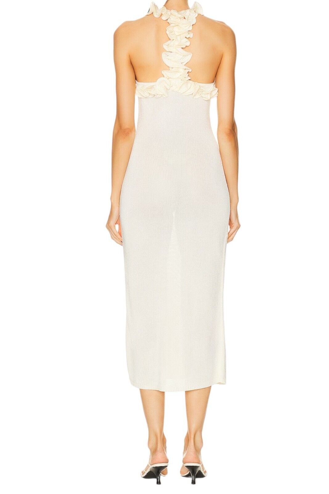 Zimmermann Matchmaker Ruffle Neck Midi Dress | Racer Back, Cream, Knitted, Frill