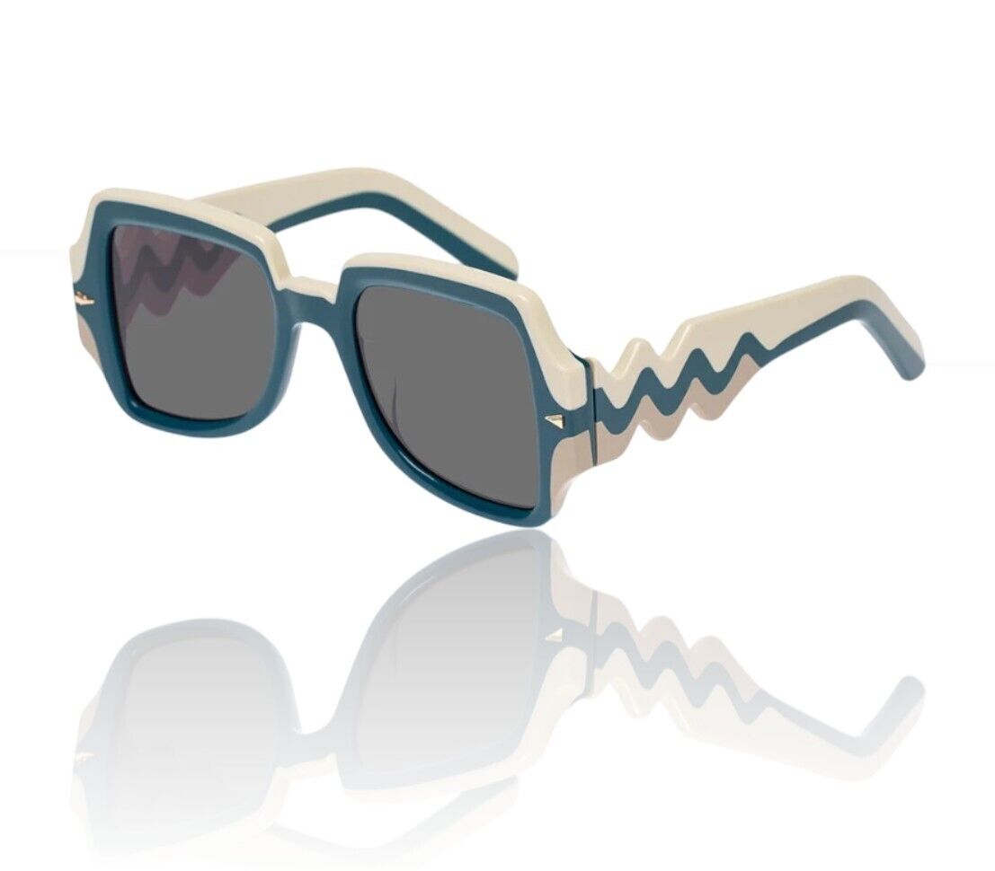 Karen Walker  Wavy Ultra B Sunglasses | 70's inspired, Blue/White, Biodegradable